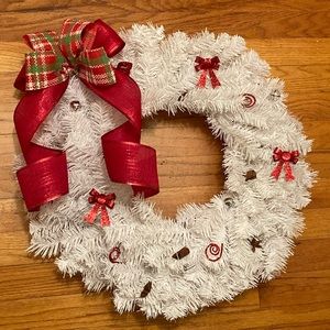 White and Red wreath with Bows